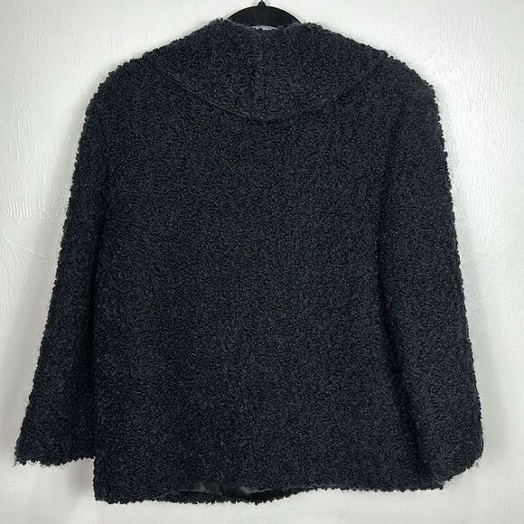 National Board Vintage Fur Wool Button Front Coat In Black Size M - Picture 4 of 9